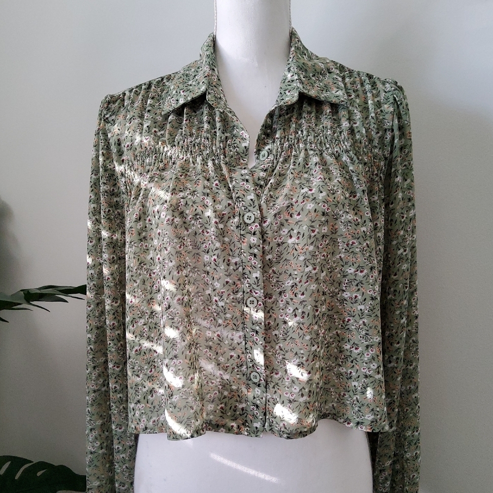 Rosewater Remi Floral Print Cropped Blouse